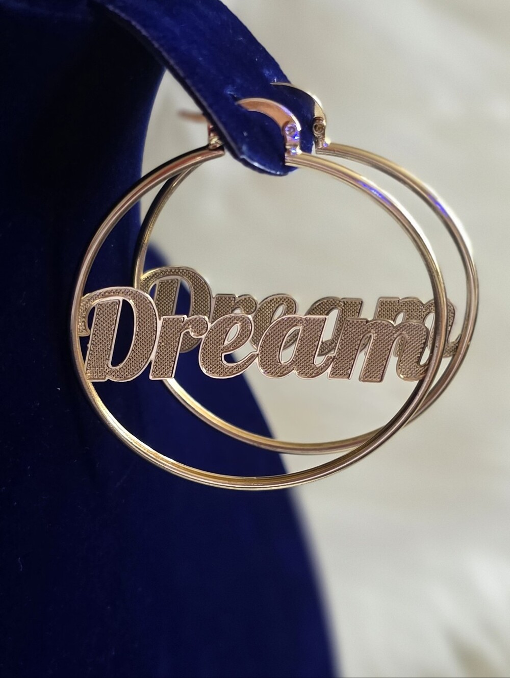 'Dream' Script Hoop Earrings in  Gold Plated